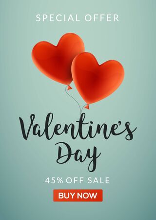 Valentines day sale vector banner background with hearts. Valentine discount holiday poster template for promo saleのイラスト素材