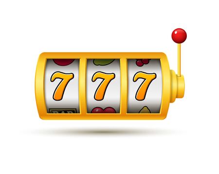 Casino jackpot slot machine lucky vector game icon. 777 slot machine.のイラスト素材