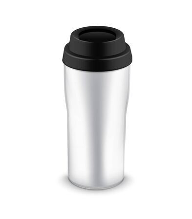 Tumbler bottle mug for travel. Thermo water cup plastic or metal coffee mug template designのイラスト素材