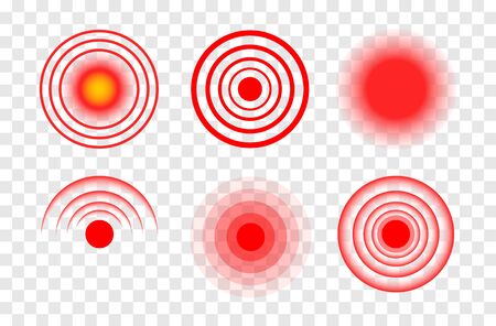 Red target circle medical vector ripple. Sore hurt spot place. Wave ...