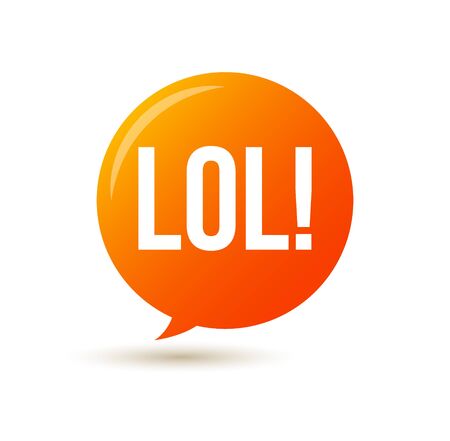 Lol text speech label icon. Pop vector tag comic background design.のイラスト素材