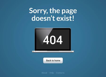 Error 404 page not found. Website 404 web failure. Oops trouble internet warning design