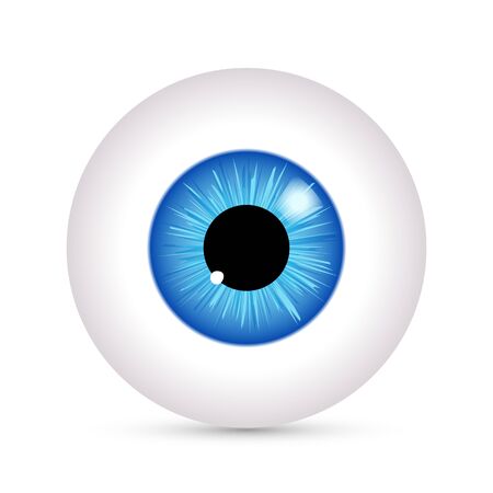 Eye vector look icon. Eyeball vision blue eyesight view symbol ball isolated icon illustration.のイラスト素材