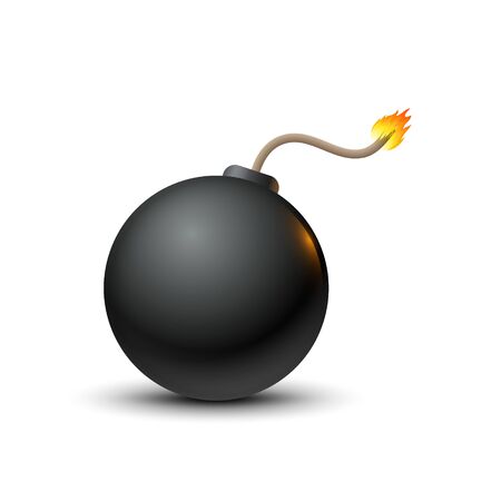 Bomb vector icon, realistic dynamite violence illustration. Bomb fuse threat symbolのイラスト素材