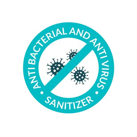Antibacterial covid sign icon. Hand sanitizer gel infection formula. Anti bacterial logo labelのイラスト素材