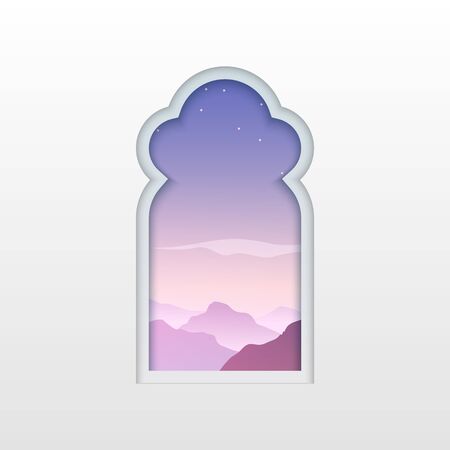 Arab window eamadan islamic vector doorm arabian traditional design iconのイラスト素材
