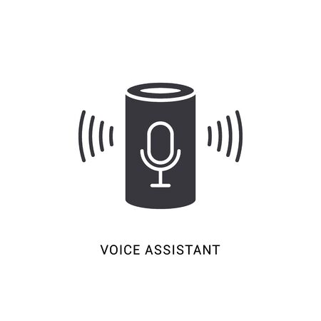 Voice assistant smart icon. Digital voice assistant speaker home vector icon, computer control deviceのイラスト素材