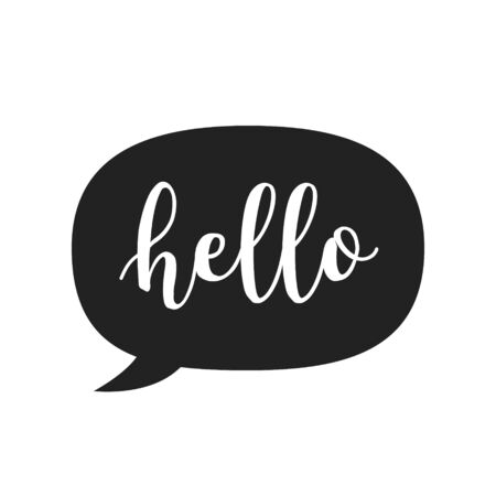 Hello speech bubble icon. Hand drawn scandinavian doodle cool helo signのイラスト素材