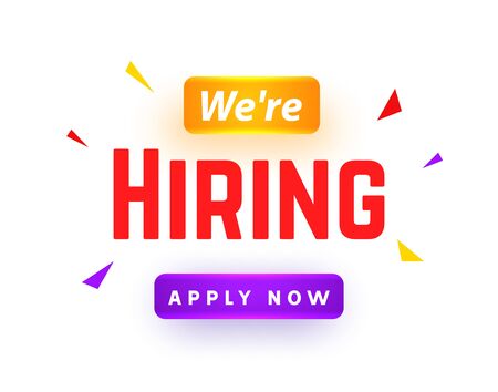 We are Hiring career employee message background. Employment hiring job recruitment concept bannerのイラスト素材