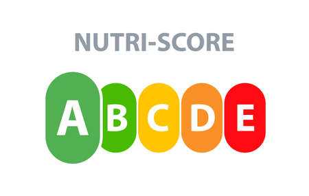 Nutrition label facts health score. Food info nutriscore label facts packaging signのイラスト素材