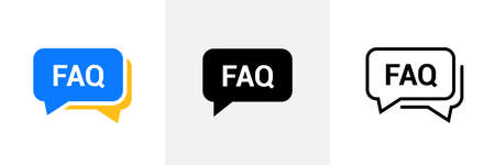 Faq help flat design icon. Query frequently question speech vector information symbolのイラスト素材