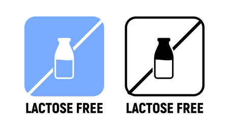 Lactose gluten free dairy icon. Milk dietary lactose free sign stamp or logoのイラスト素材