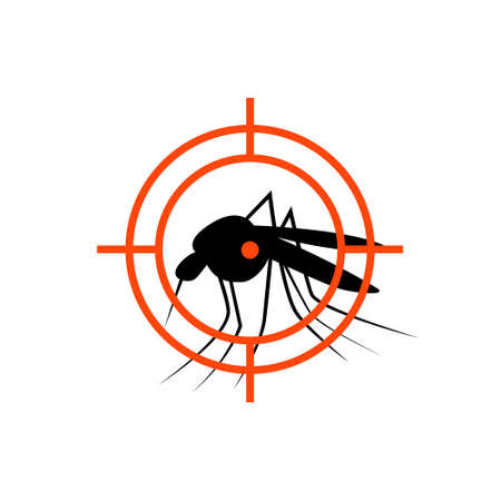 Repellent mosquito stop aim sign icon. Malaria pest insect anti mosquito warning symbolのイラスト素材