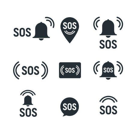 Sos icon emergency alarm button. SOS sign symbol lifebuoy rescue isolated markerのイラスト素材
