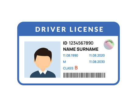 Driver licence icon. Driver id card vector license. Drive identity photo identificationのイラスト素材