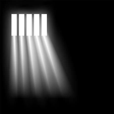 Dungeon prison window background. Jail cell empty window light justice crime prisonのイラスト素材