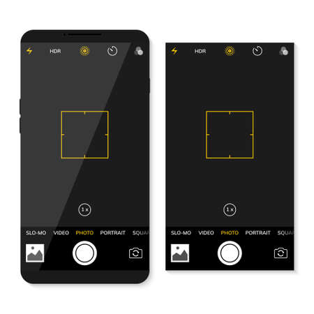 Camera screen phone mobile interface app. Smartphone photo viewfinder ui template designのイラスト素材