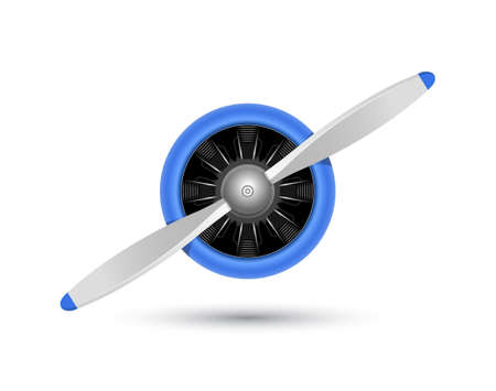 Plane blade propeller, vector airplane wood engine logo icon. Aircraft propeller fan
