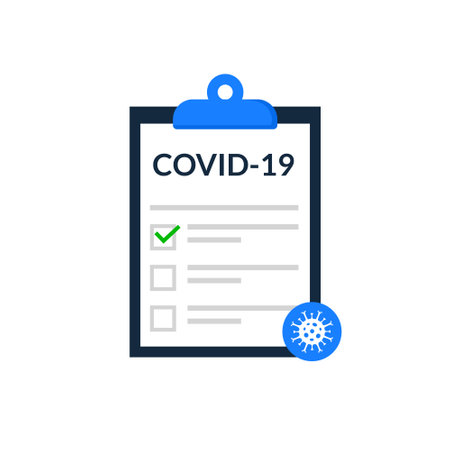 Covid test corona icon. Positive negative coronavirus report, covid-19 vector result checklistのイラスト素材