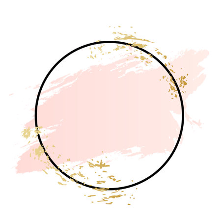 Rose and pink background stroke frame. Vector gold pink brush makeup beauty abstract geometric logoのイラスト素材