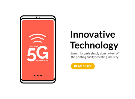 5G wireless internet connection network background. High speed 5g data communication mobile phone conceptのイラスト素材