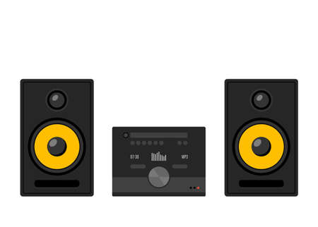 Home stereo theater music cartoon. Music system isolated speaker hifi soundのイラスト素材