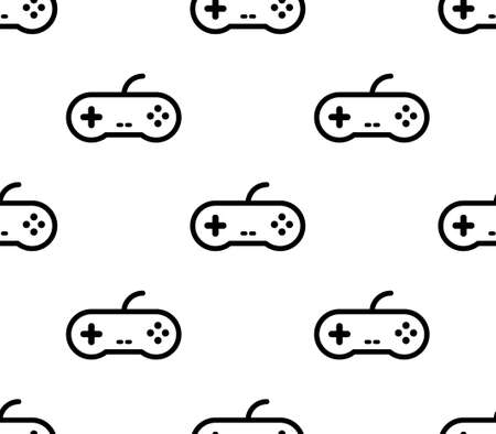 Video game control joystick flat seamless background. Videogame console controller game padのイラスト素材