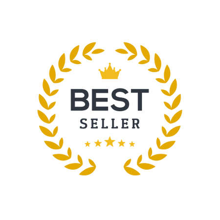 Best seller ceremony award laurel winner. Best seller wreath gold logo symbolのイラスト素材
