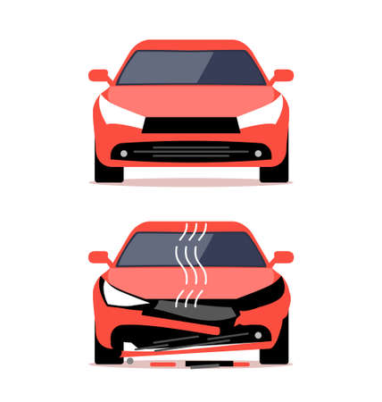 Auto accident crash repair vector damage. Car view insurance conceptのイラスト素材
