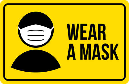 Wear mask sign vector logo. Facemask signage corona virus noticeのイラスト素材