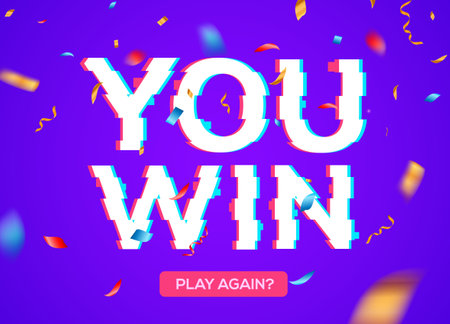 Retro game glitch win score background. Video game you win glitch effect textのイラスト素材