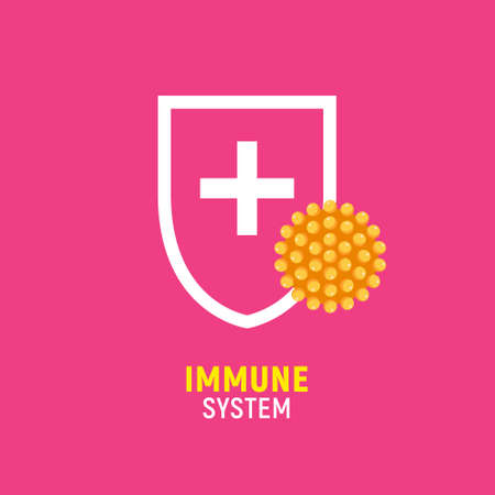 Immune bacteria system sign. Antibacterial virus sign. Immune protection antiseptic, anti desease immune iconのイラスト素材