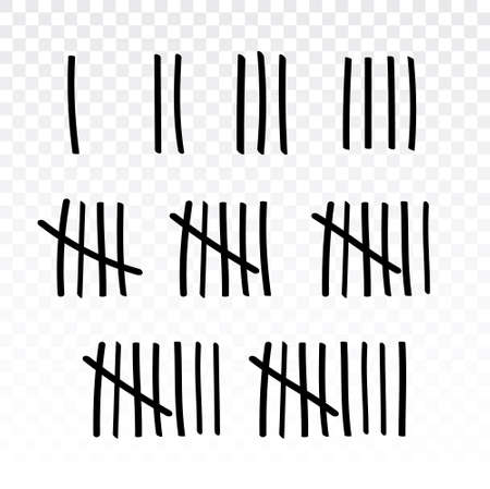 Tally marks prison jail vector wall count. Slash hash brush line number tally mark prison wallのイラスト素材