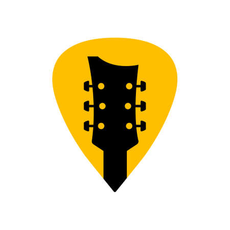 Guitar acoustick pick vector design icon flat logo. Mediator guiatar music symbol headstockのイラスト素材