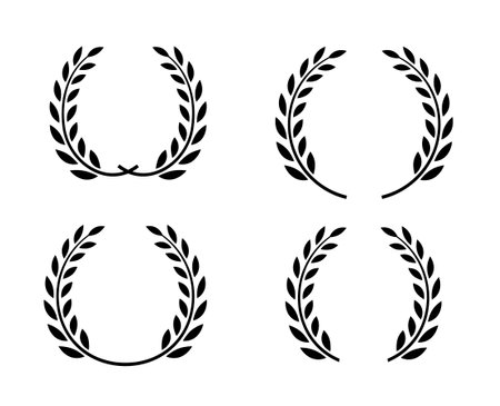 Laurel wreath vector award branch victory icon. Winner laurel wreath vintage leaf emblemのイラスト素材