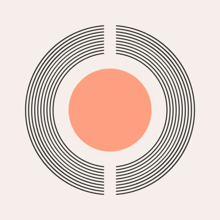 Abstract modern bohemian contemporary geometric minimal pattern art style. Wall line boho abstract shape archのイラスト素材