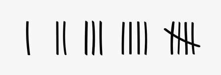 Tally marks prison jail vector wall count. Slash hash brush line number tally mark prison wallのイラスト素材