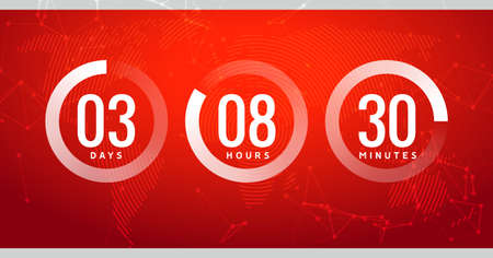 Time countdown clock timer circle number. Stopwatch vector count counter digital ui modern timerのイラスト素材