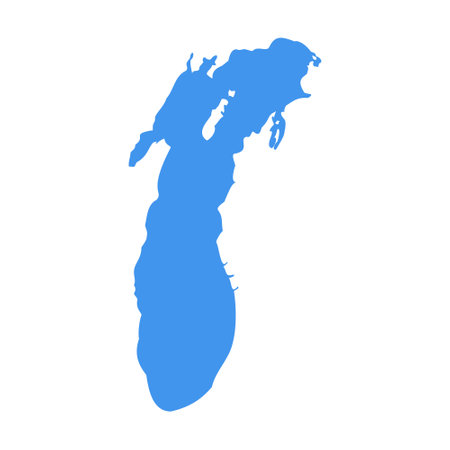 Lake Michigan vector map silhouette illustration. Travel lake michigan symbolのイラスト素材