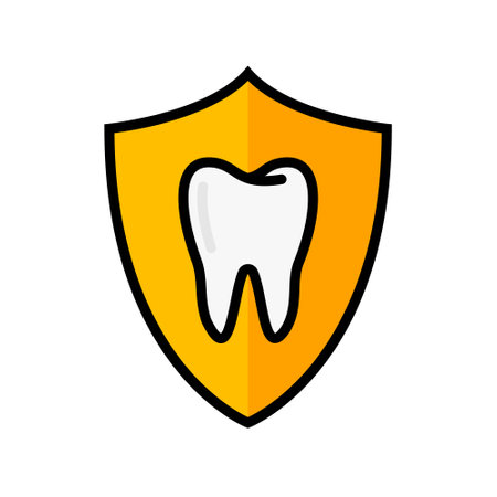Tooth shield  icon. Dental insurance flat pictogram vector iconのイラスト素材