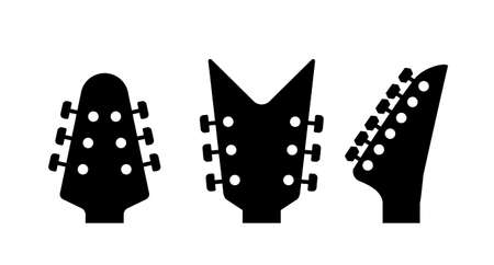 Guitars headstock vector electric neck abstract icon. Guitar head acoustic rock instrument logo iconのイラスト素材