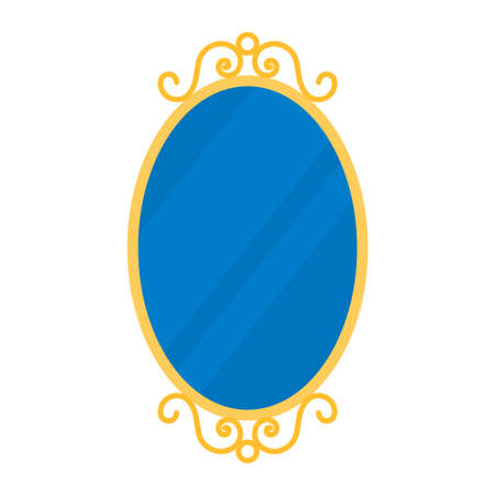 Retro oval mirror icon. Mirror frame decoration antique ornament vector old iconのイラスト素材