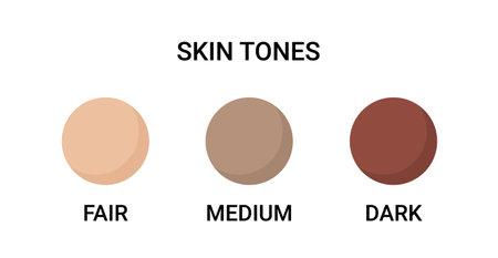 Skin tone color scale chart. Brown palette vector human skin infographic banner iconのイラスト素材