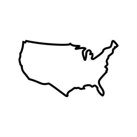 USA line map America outline icon. Vector line art USA silhouette state simple illustrationのイラスト素材