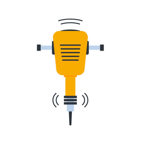 Jackhammer drill icon. Hammer sidewalk demolition repair web breaker tool vector vibrationのイラスト素材