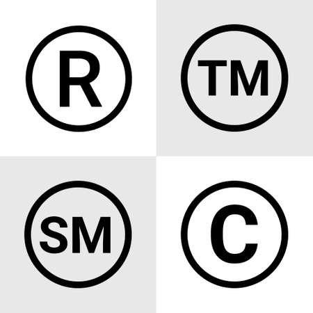 Trademark copyright symbol logo. Trade mark sign circle intellectual legal property register iconのイラスト素材
