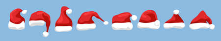 Santa hat vector cap christmas isolated illustration. Cartoon santa claus happy holiday xmas head hatのイラスト素材