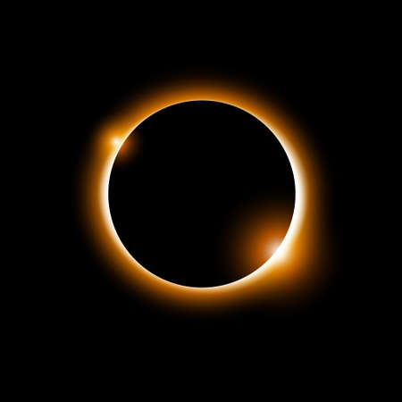 Solar eclipse vector total sun background. Moon eclipse glow in space. Solar planet circle