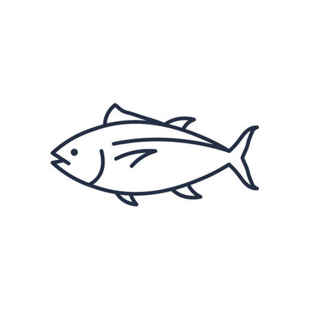 Tuna fish icon outline illustration. Salmon tuna fish line icon seafoodのイラスト素材