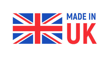 Made in UK Britain flag logo. English brand sticker made in Britain vector stampのイラスト素材